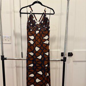 Trina Turk vintage print maxi dress, 100% silk, size 4